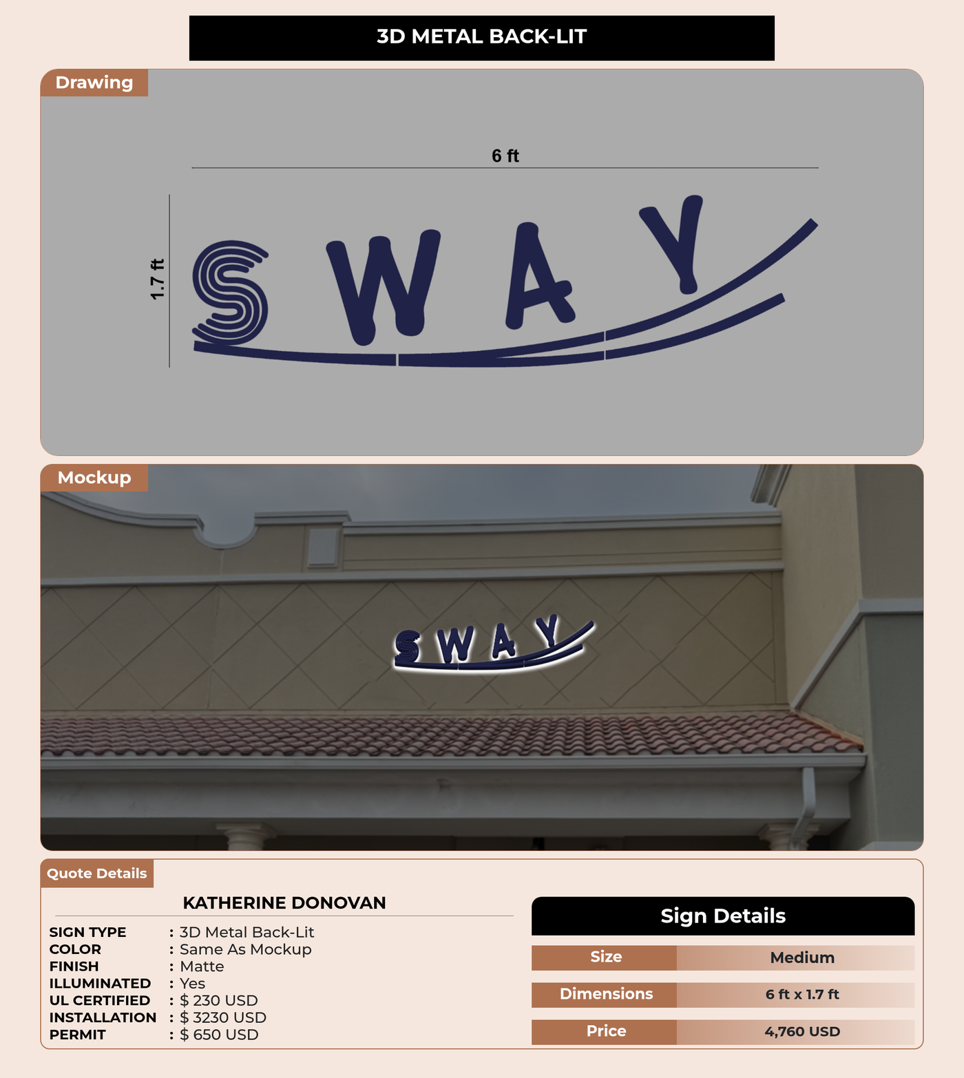 CUSTOM MOCKUP SIGN FOR Katherine Donovan