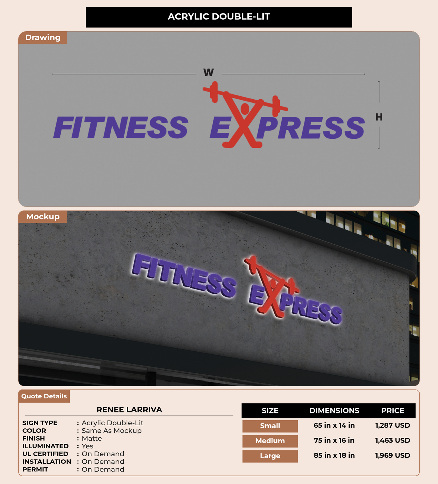 CUSTOM MOCKUP SIGN FOR Renee Larriva