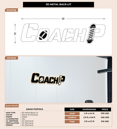 CUSTOM MOCKUP SIGN FOR Adam Popoca