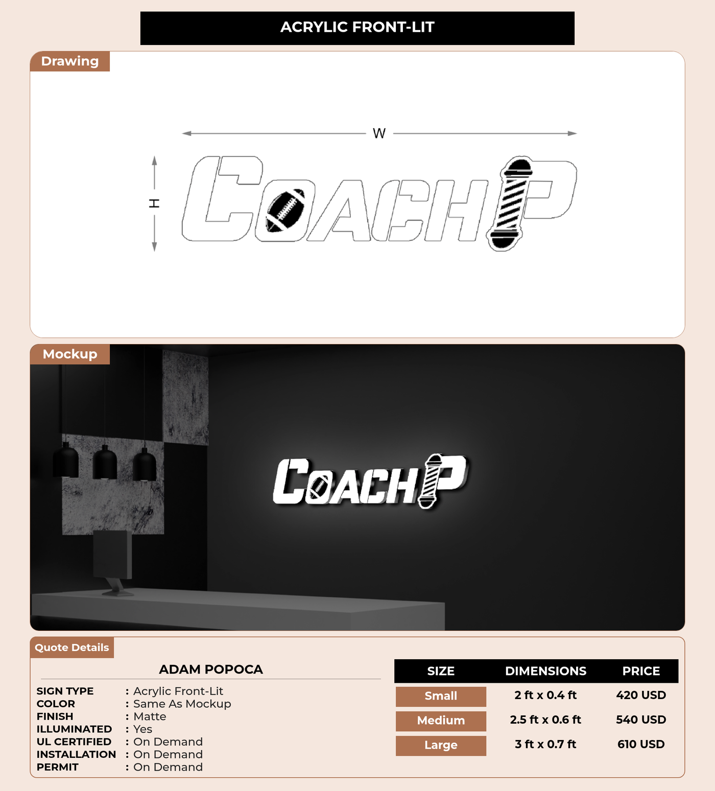 CUSTOM MOCKUP SIGN FOR Adam Popoca