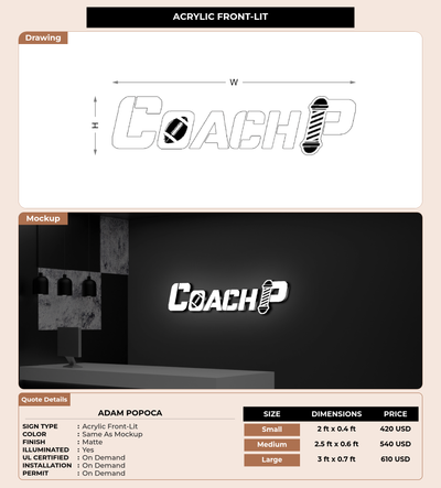 CUSTOM MOCKUP SIGN FOR Adam Popoca