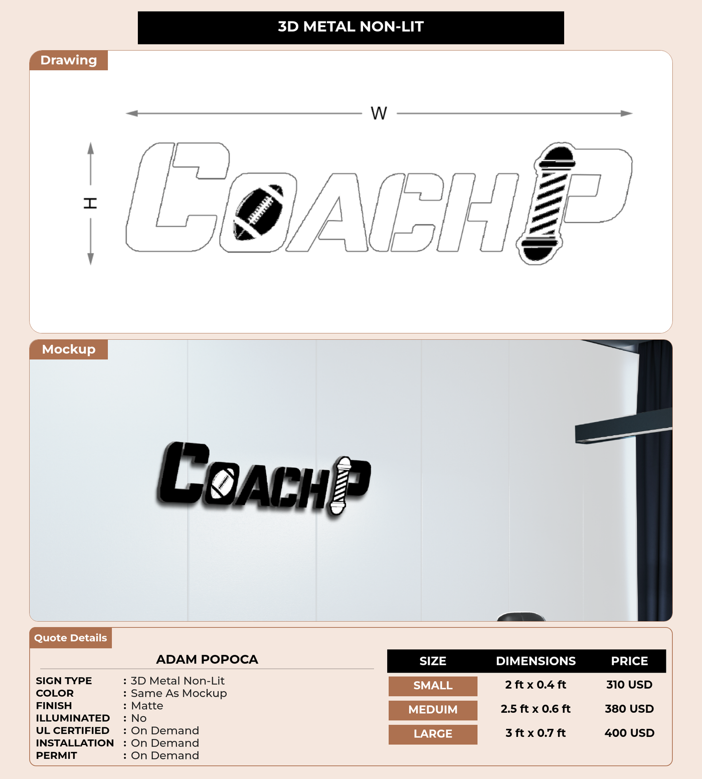 CUSTOM MOCKUP SIGN FOR Adam Popoca