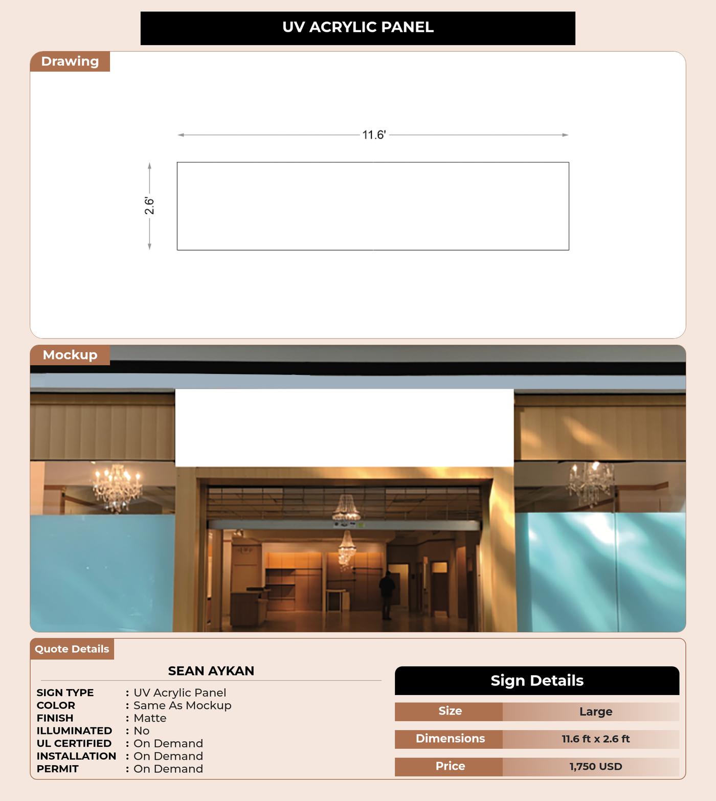 CUSTOM MOCKUP SIGN FOR Sean Aykan