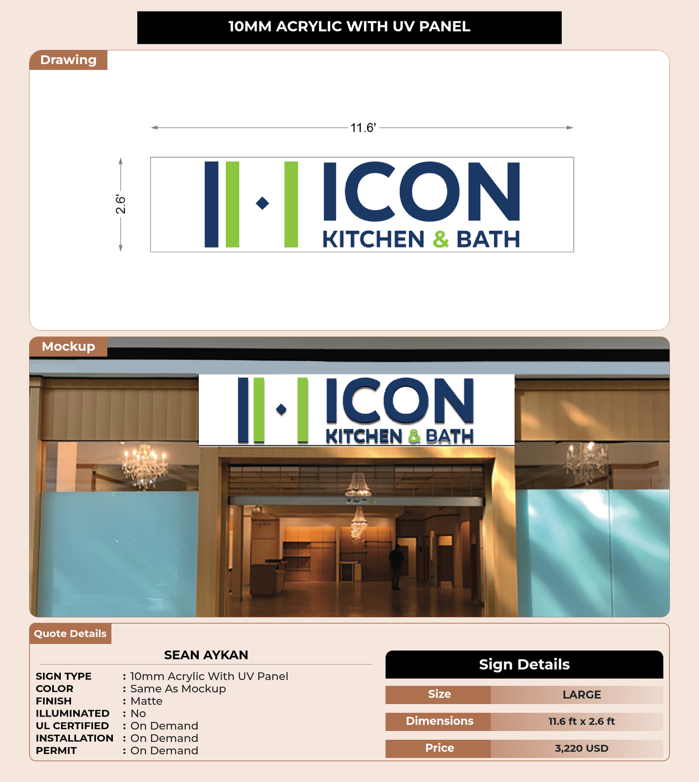 CUSTOM MOCKUP SIGN FOR Sean Aykan