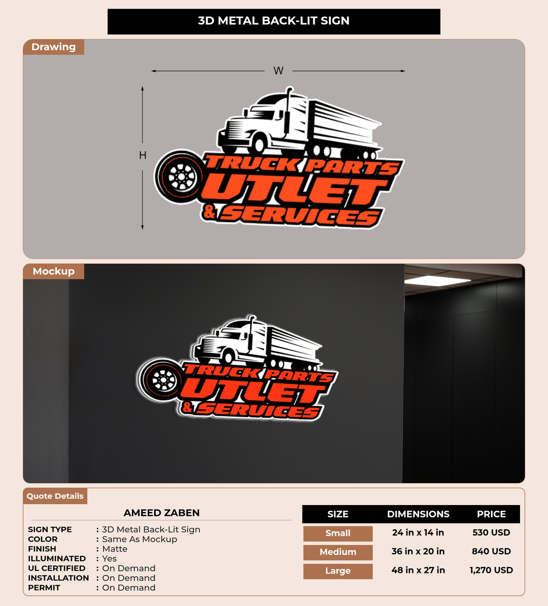 CUSTOM MOCKUP SIGN FOR Ameed Zaben