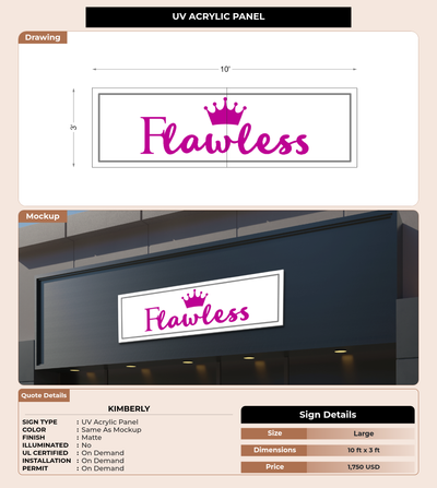 CUSTOM MOCKUP SIGN FOR Kimberly
