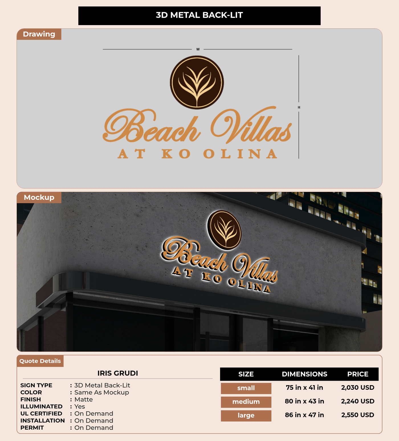 CUSTOM MOCKUP SIGN FOR Iris Grudi