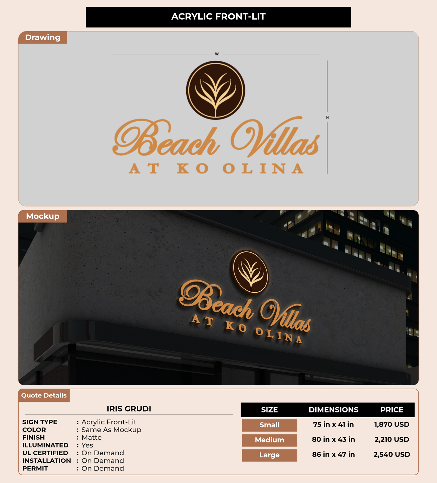 CUSTOM MOCKUP SIGN FOR Iris Grudi