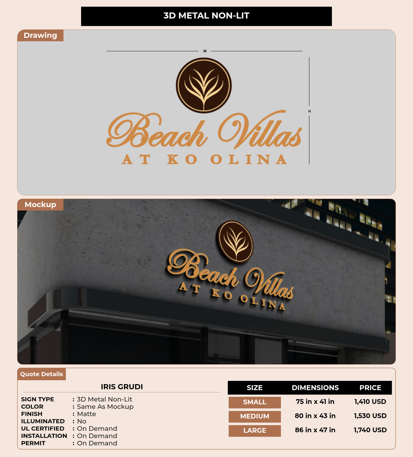 CUSTOM MOCKUP SIGN FOR Iris Grudi