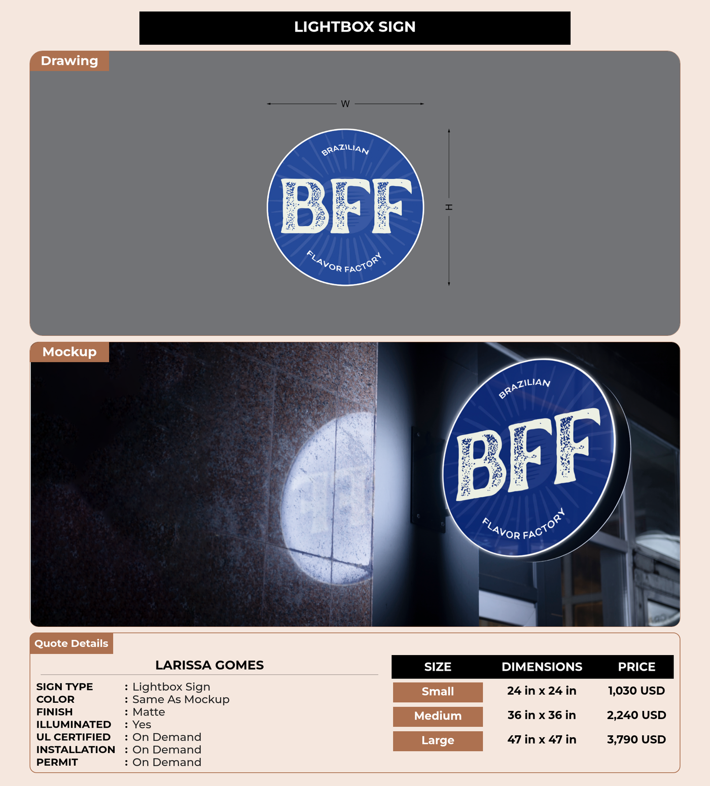 CUSTOM MOCKUP SIGN FOR Larissa Gomes