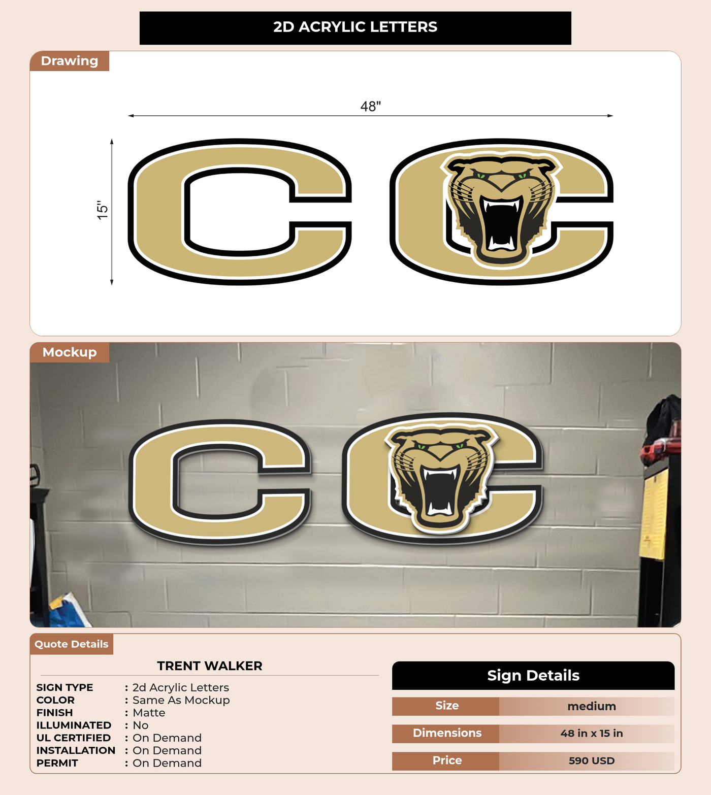CUSTOM MOCKUP SIGN FOR Trent Walker