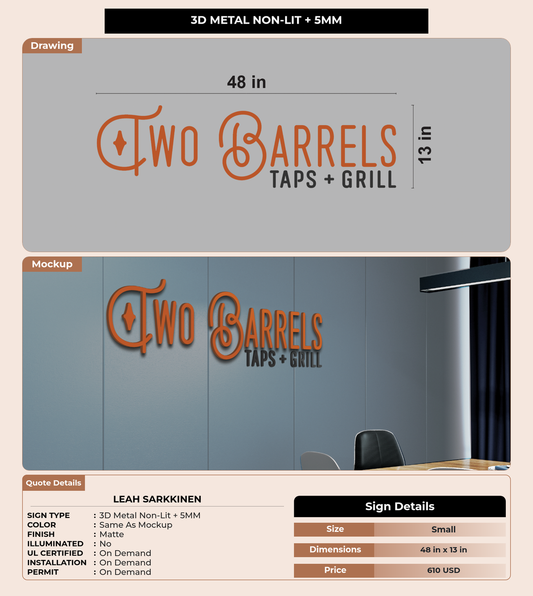 CUSTOM MOCKUP SIGN FOR Leah Sarkkinen