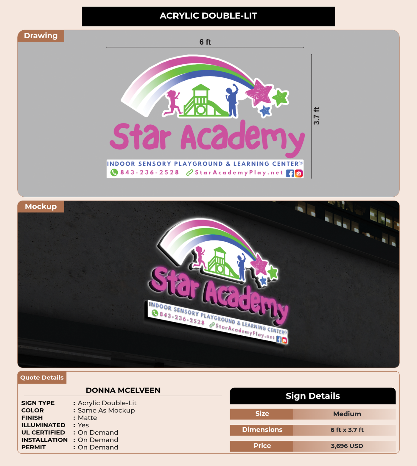 CUSTOM MOCKUP SIGN FOR Donna mcelveen