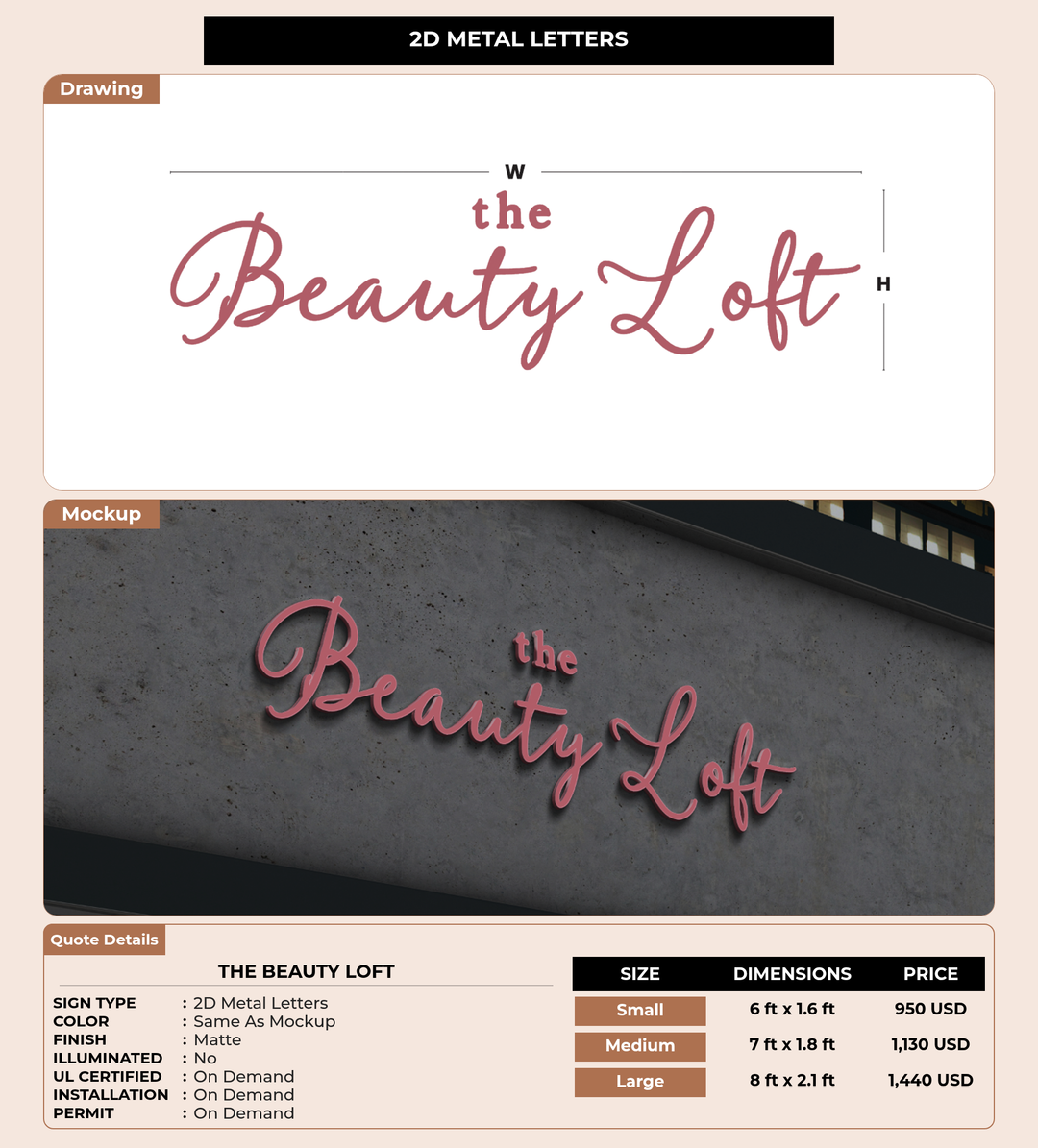 CUSTOM MOCKUP SIGN FOR The Beauty Loft