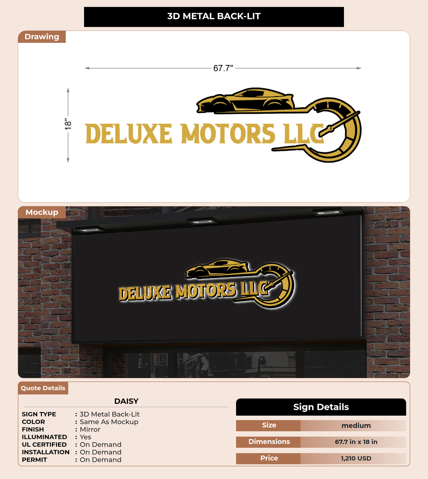 CUSTOM MOCKUP SIGN FOR Daisy