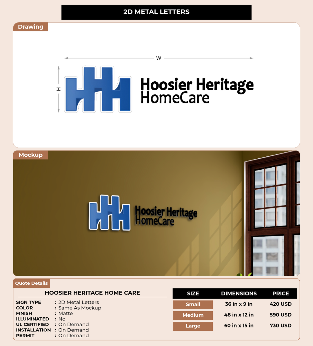 CUSTOM MOCKUP SIGN FOR Hoosier Heritage Home Care