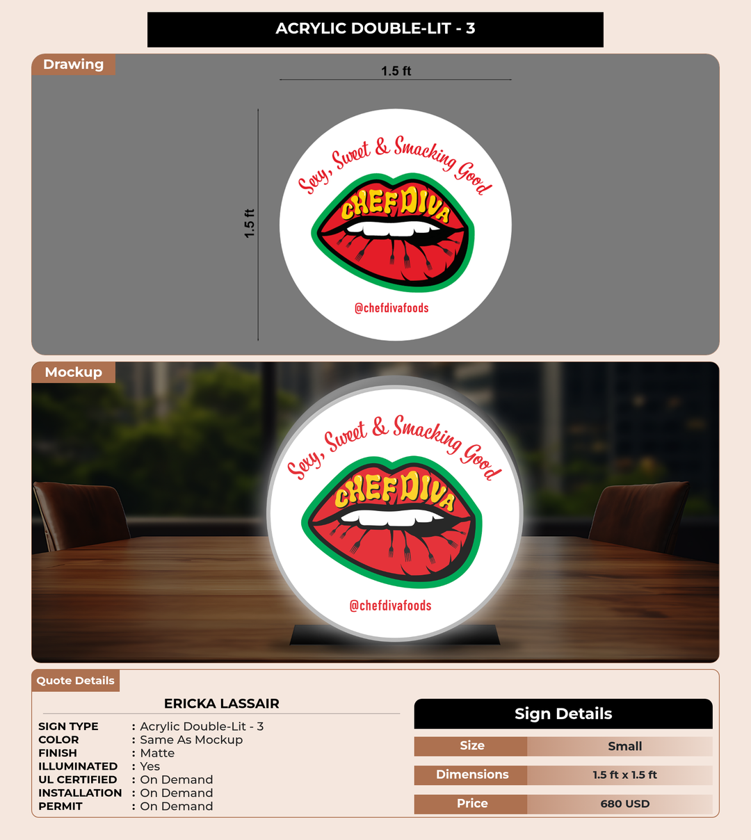 CUSTOM MOCKUP SIGN FOR Ericka Lassair