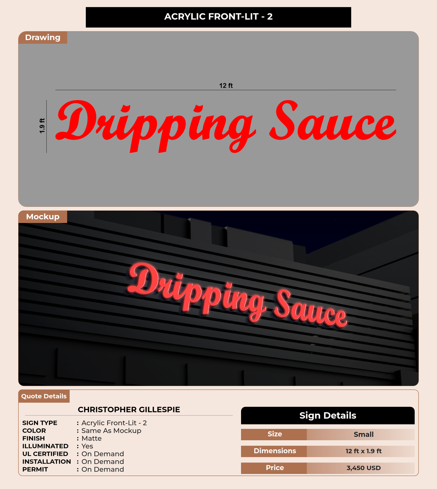 CUSTOM MOCKUP SIGN FOR Christopher Gillespie