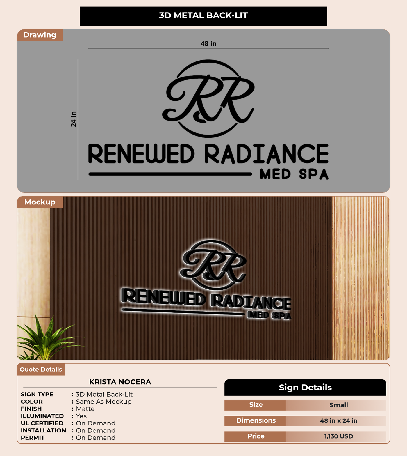 CUSTOM MOCKUP SIGN FOR Krista Nocera