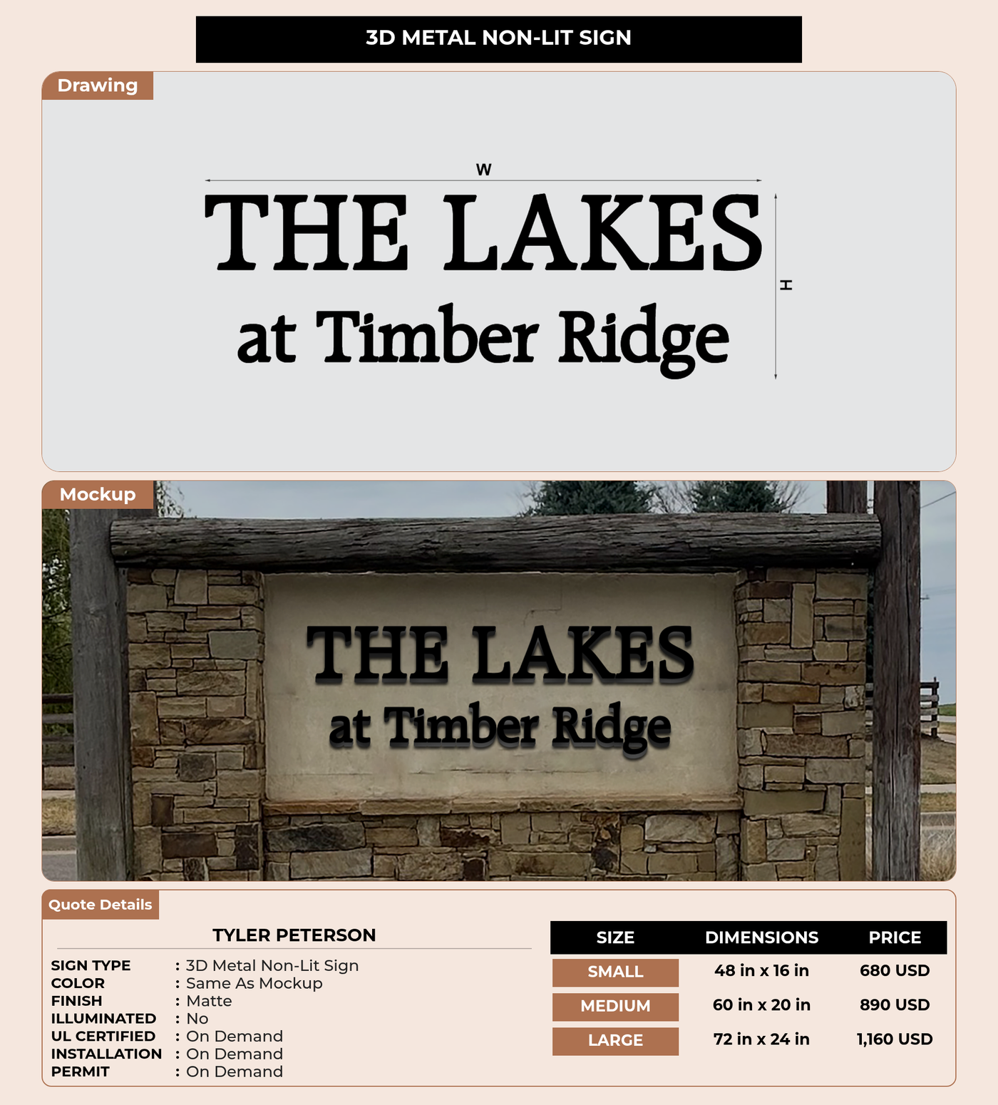 CUSTOM MOCKUP SIGN FOR Tyler Peterson