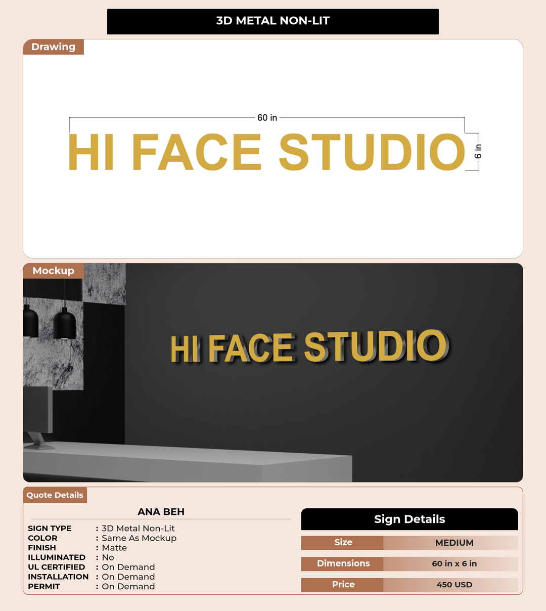 CUSTOM MOCKUP SIGN FOR Ana beh