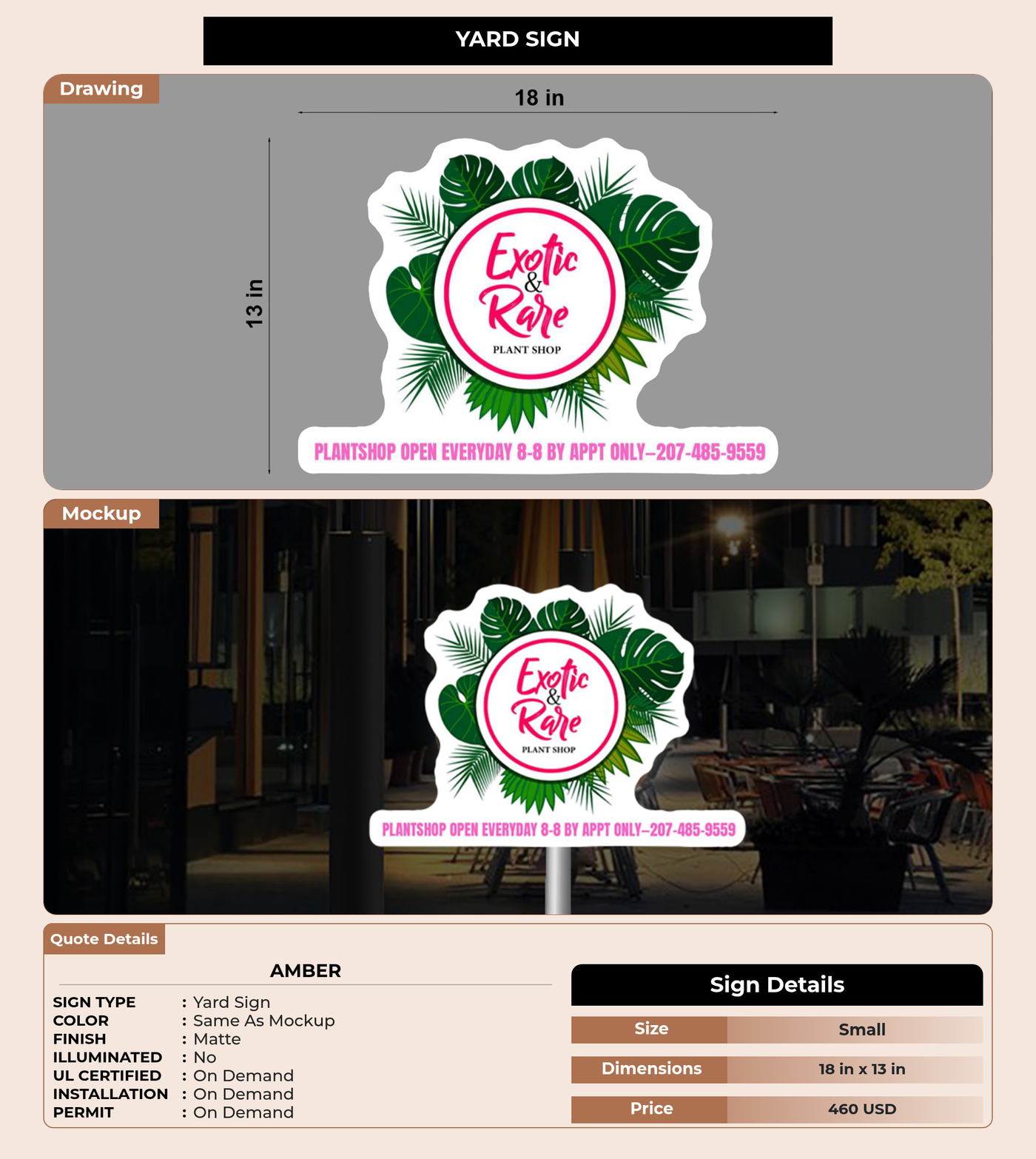 CUSTOM MOCKUP SIGN FOR Amber