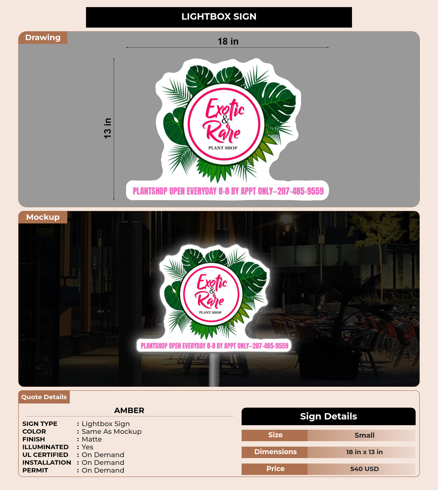 CUSTOM MOCKUP SIGN FOR Amber
