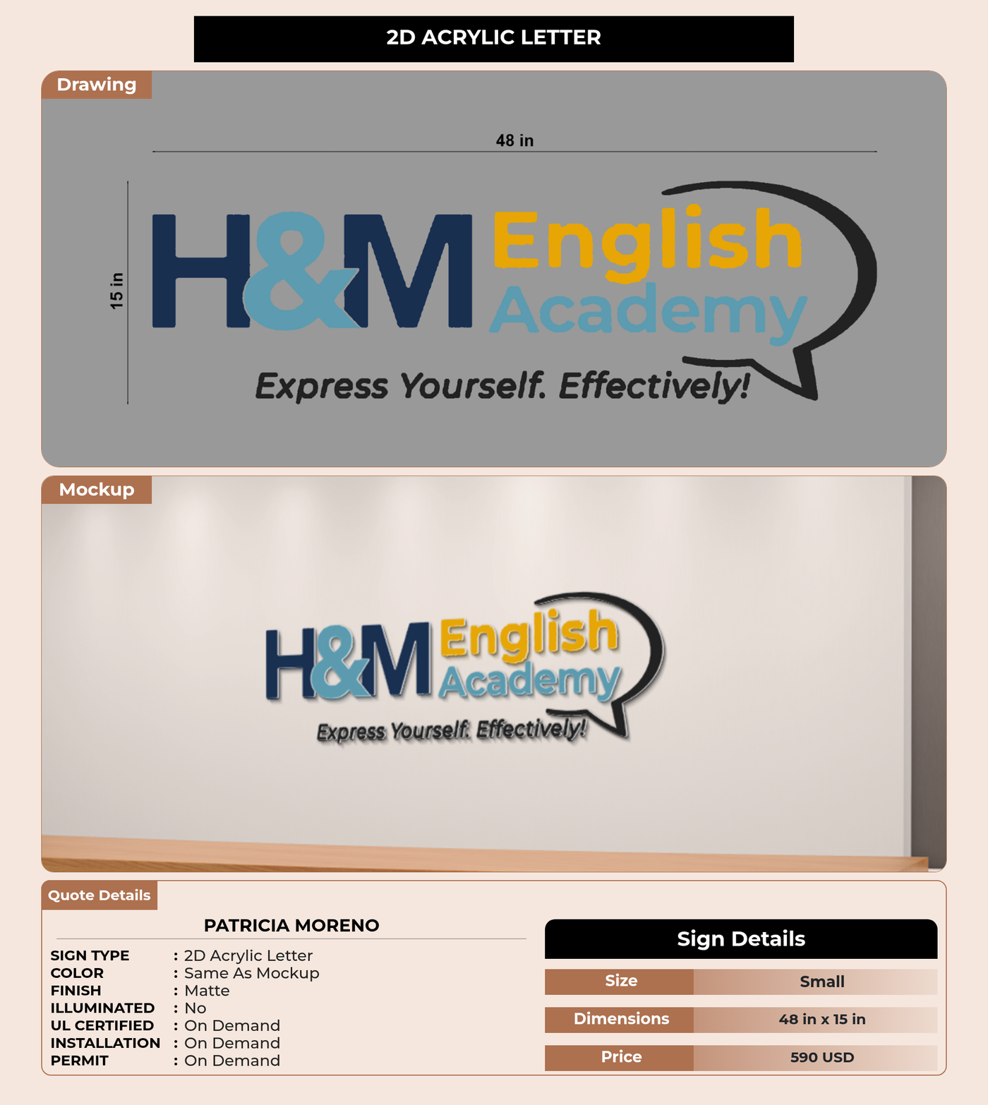 CUSTOM MOCKUP SIGN FOR Patricia Moreno