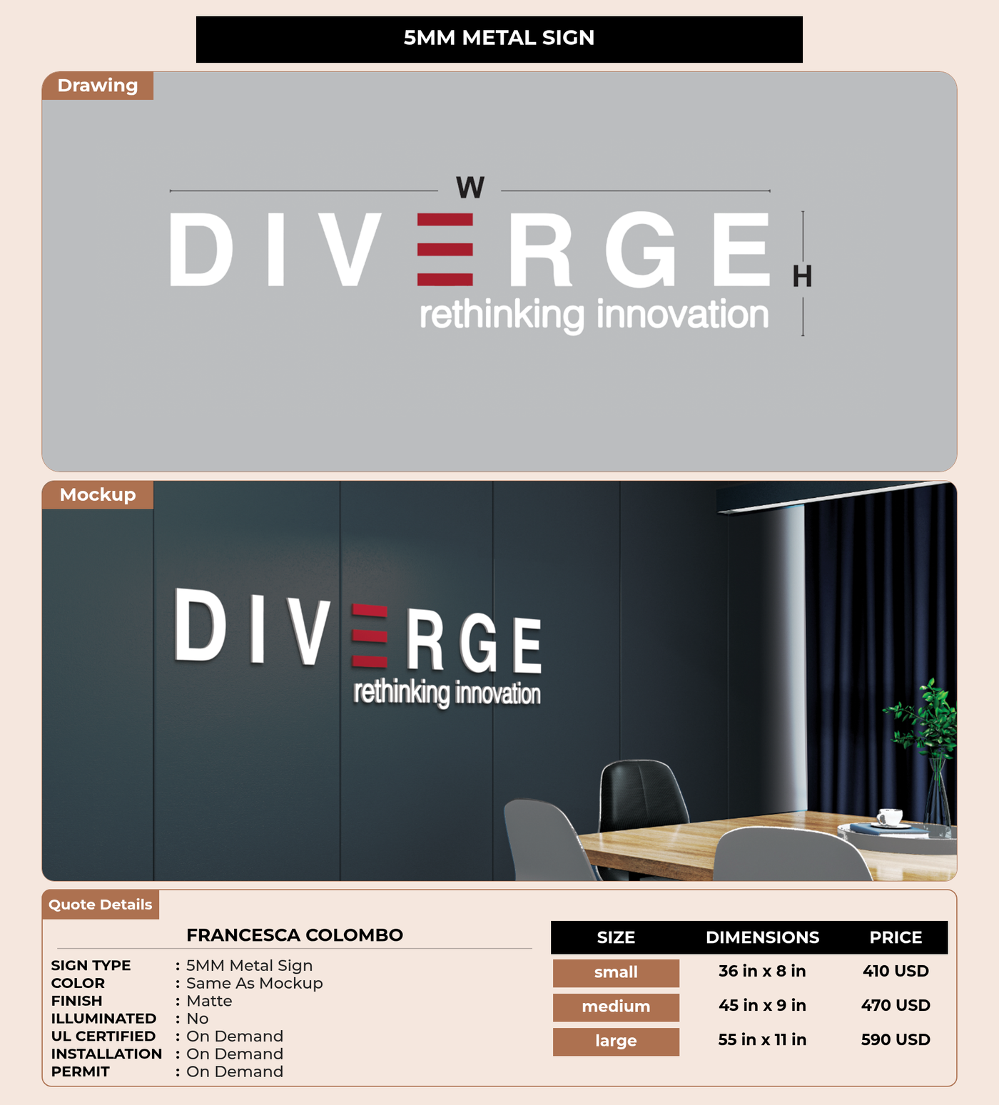CUSTOM MOCKUP SIGN FOR Francesca Colombo