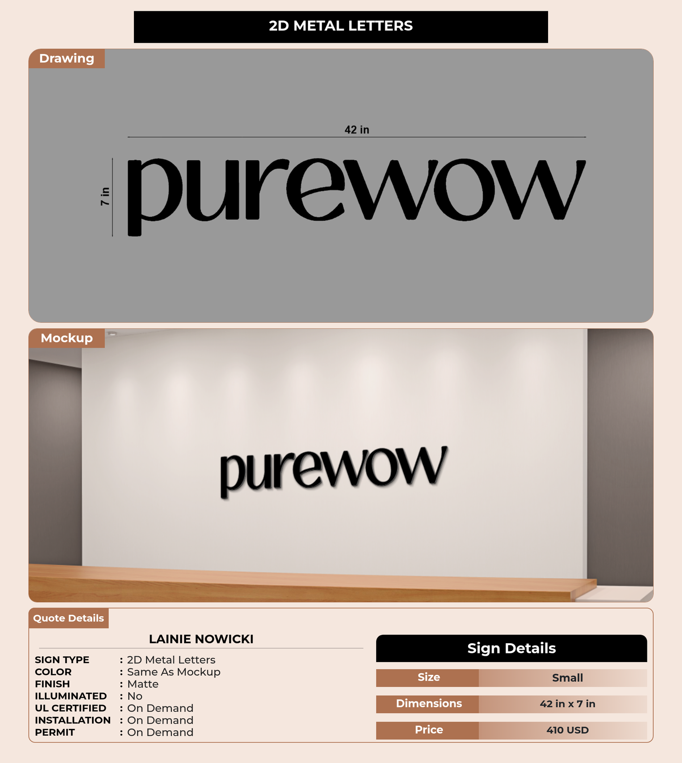 CUSTOM MOCKUP SIGN FOR lainie nowicki