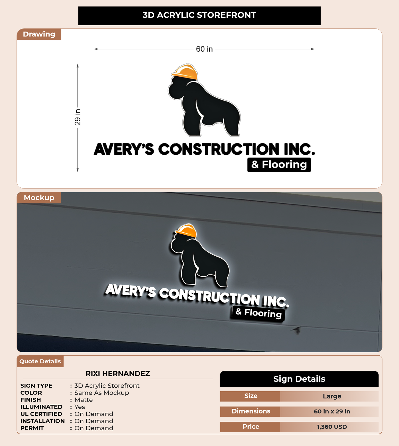 CUSTOM MOCKUP SIGN FOR Rixi Hernandez