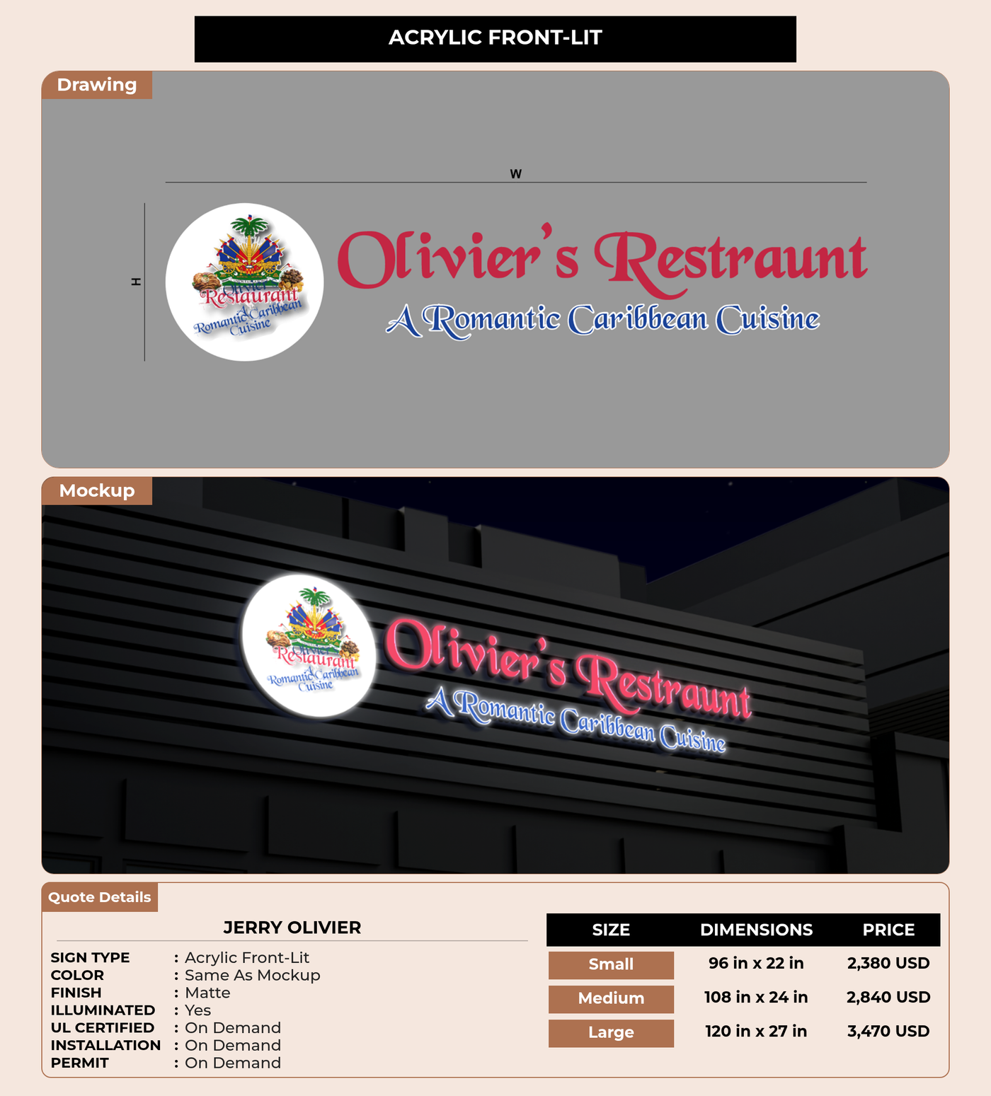 CUSTOM MOCKUP SIGN FOR Jerry Olivier
