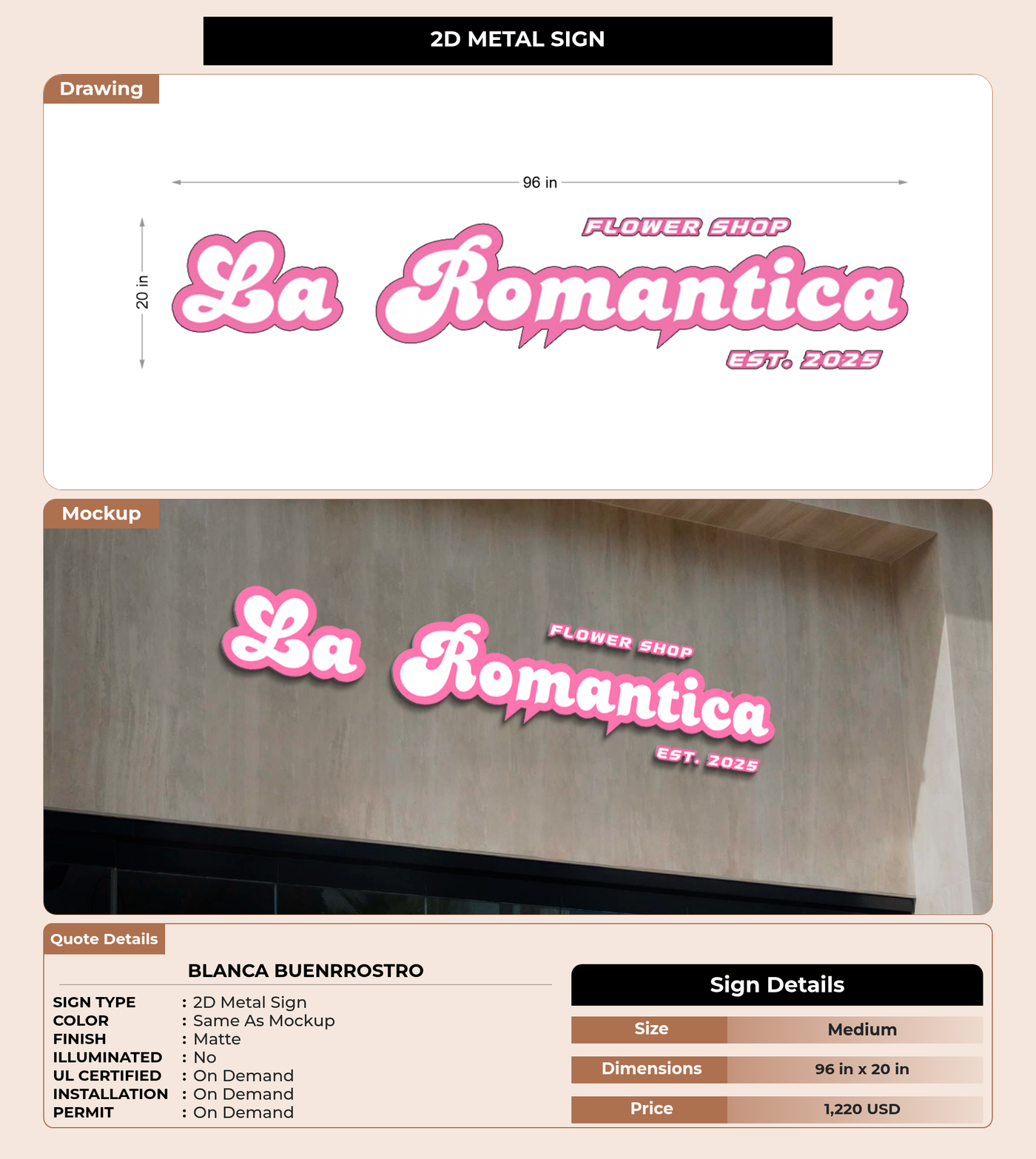 CUSTOM MOCKUP SIGN FOR Blanca Buenrrostro