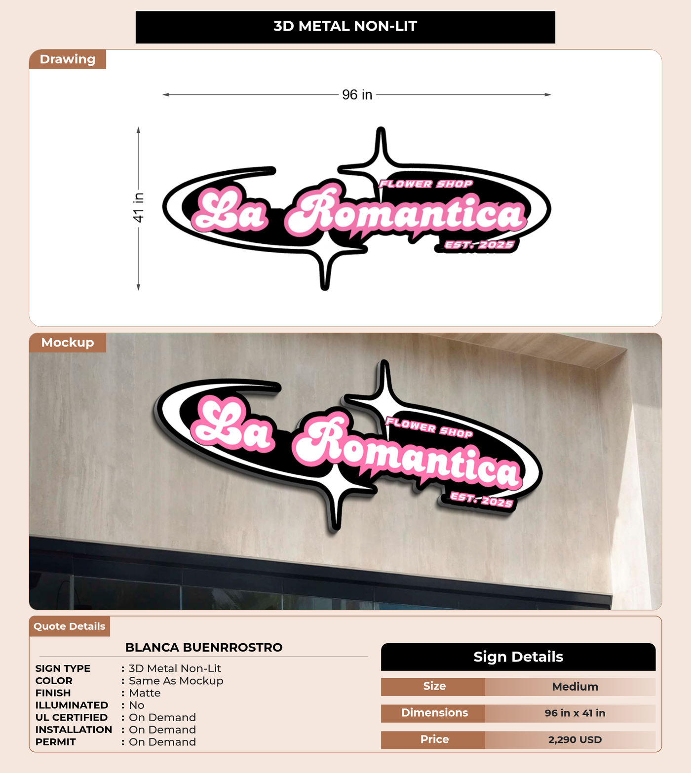 CUSTOM MOCKUP SIGN FOR Blanca Buenrrostro