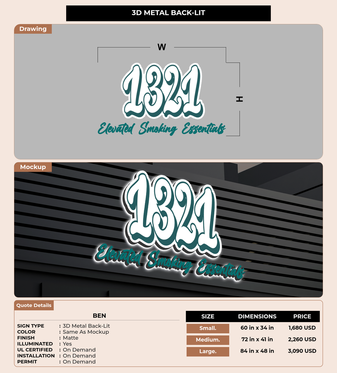 CUSTOM MOCKUP SIGN FOR Ben