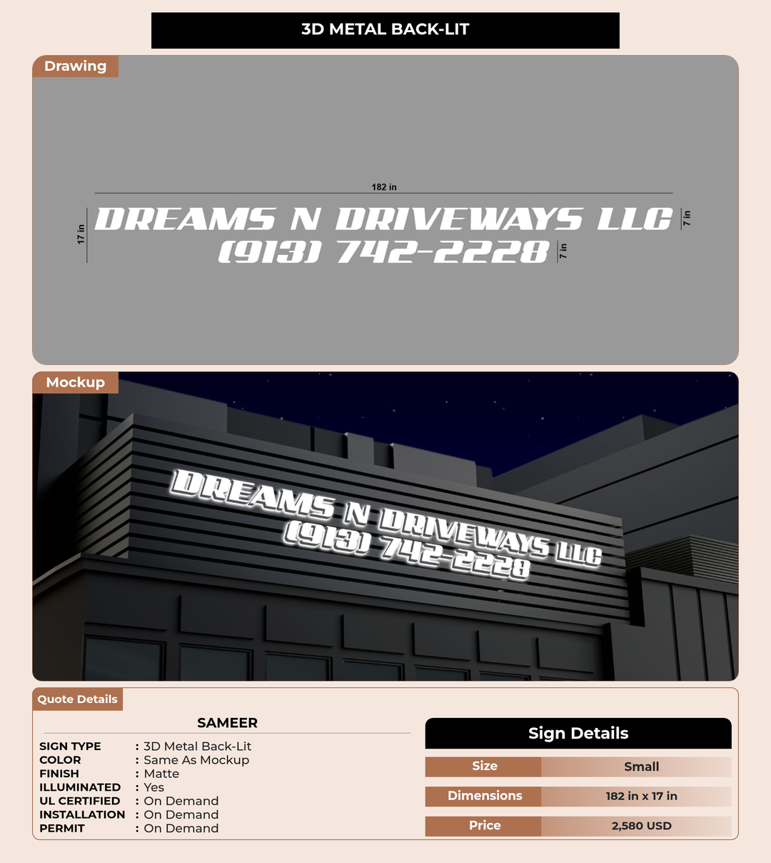 CUSTOM MOCKUP SIGN FOR Sameer