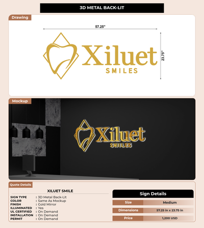 CUSTOM MOCKUP SIGN FOR XILUET SMILE