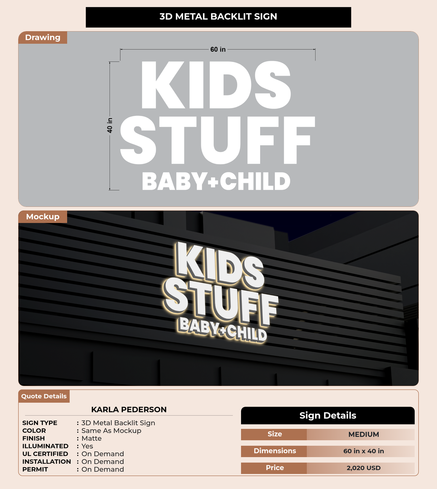 CUSTOM MOCKUP SIGN FOR Karla Pederson
