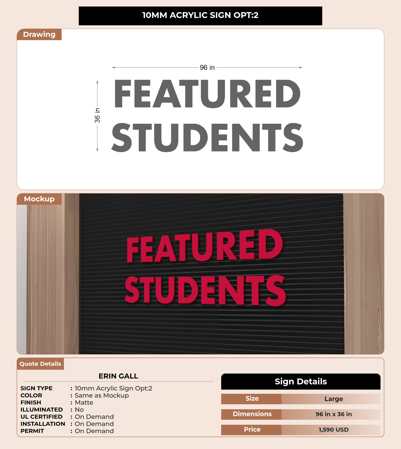 CUSTOM MOCKUP SIGN FOR Erin Gall