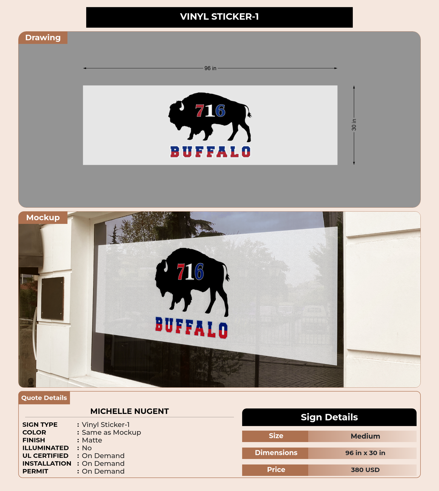 CUSTOM MOCKUP SIGN FOR Michelle Nugent