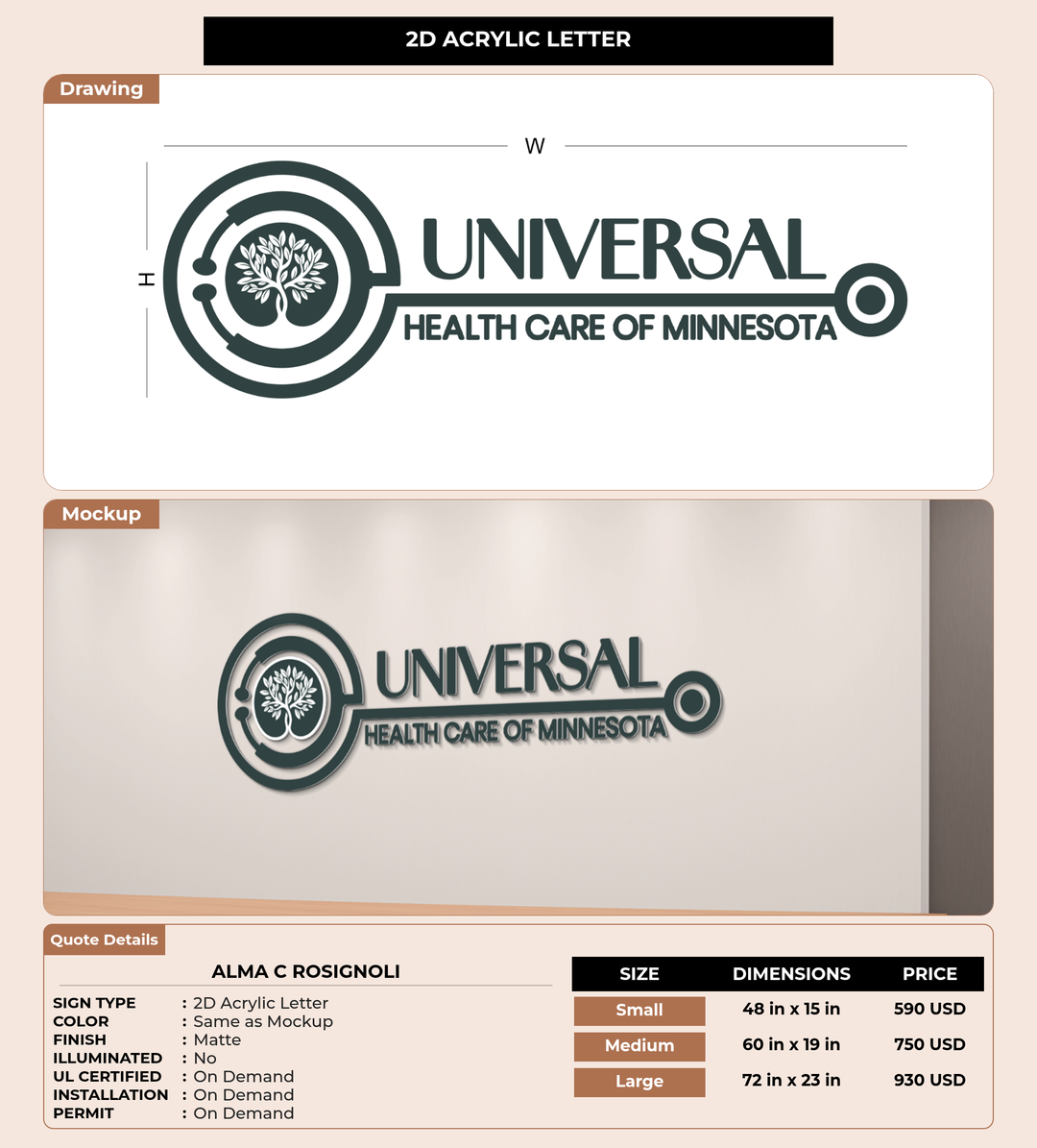 CUSTOM MOCKUP SIGN FOR Alma C Rosignoli