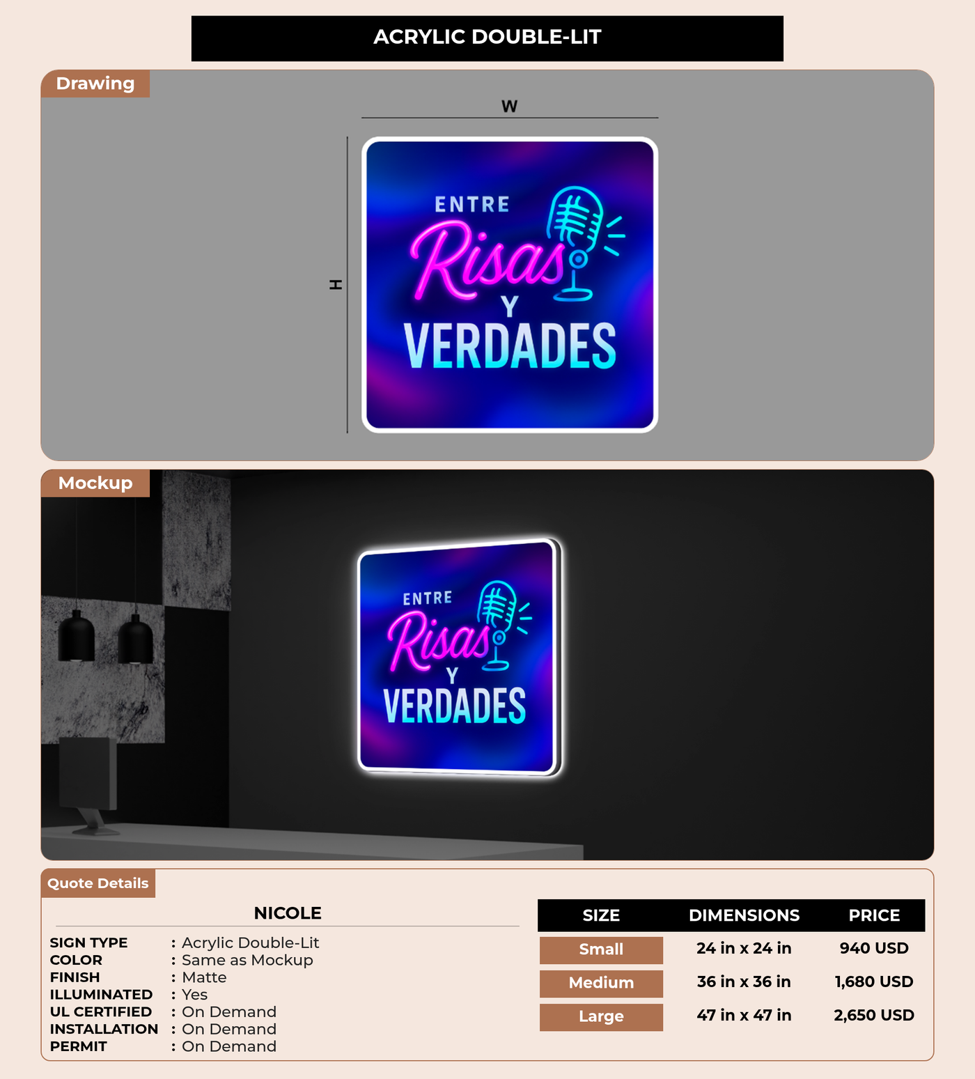 CUSTOM MOCKUP SIGN FOR Nicole