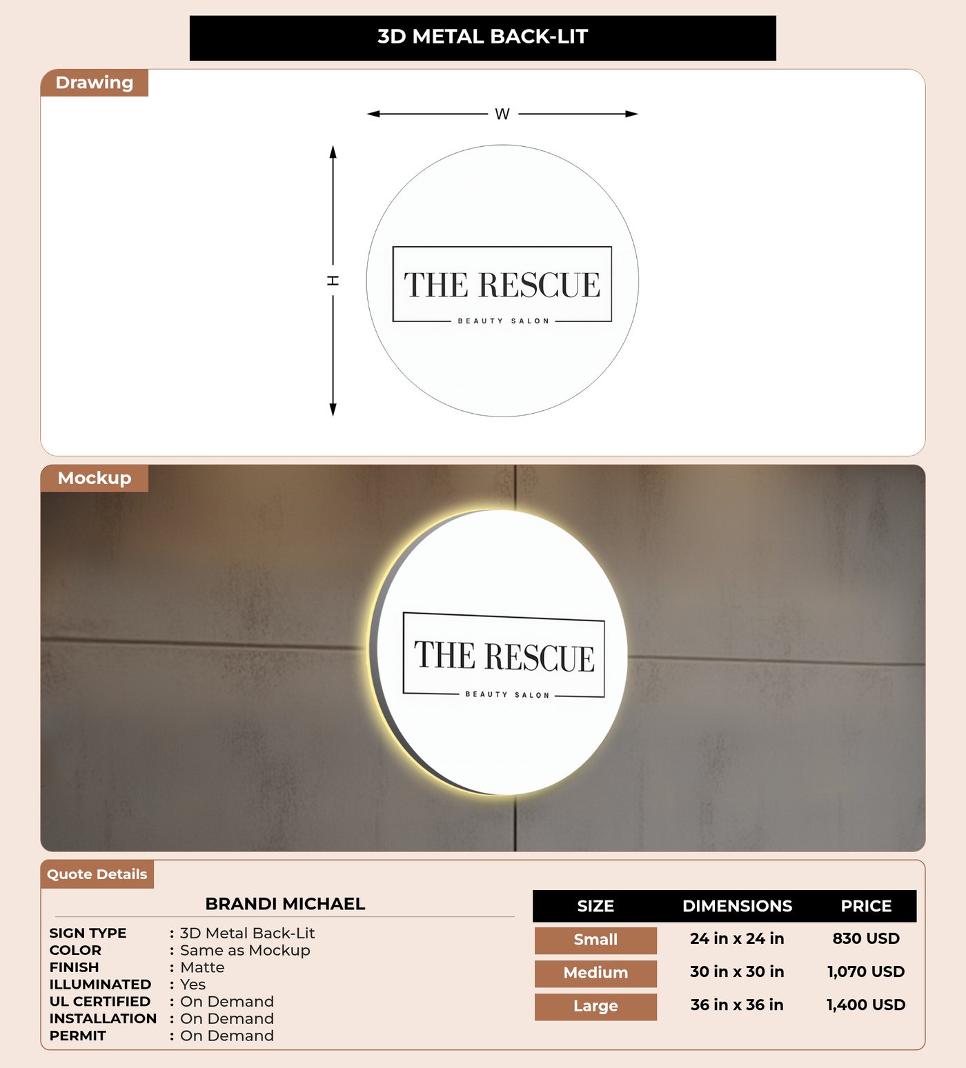 CUSTOM MOCKUP SIGN FOR Brandi Michael