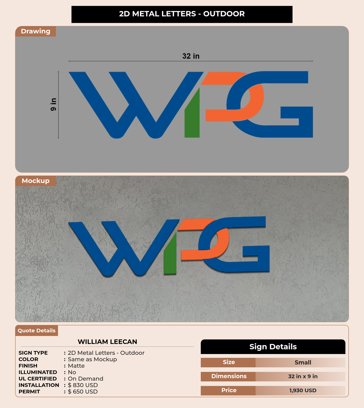 CUSTOM MOCKUP SIGN FOR William Leecan