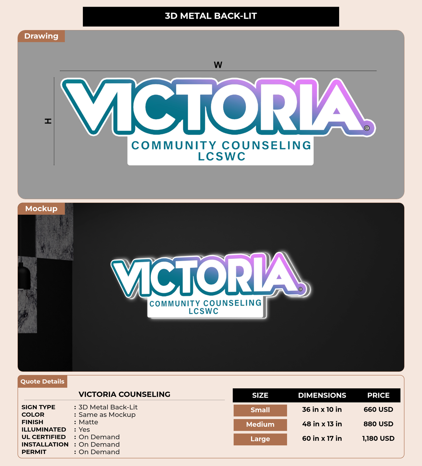 CUSTOM MOCKUP SIGN FOR Victoria Counseling