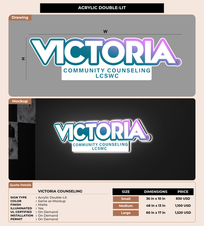 CUSTOM MOCKUP SIGN FOR Victoria Counseling