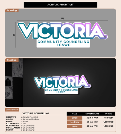 CUSTOM MOCKUP SIGN FOR Victoria Counseling