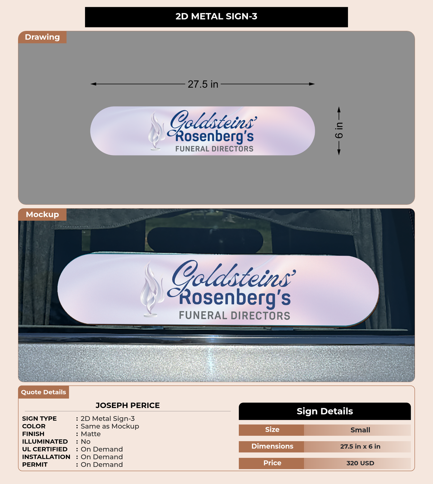 CUSTOM MOCKUP SIGN FOR Joseph Perice