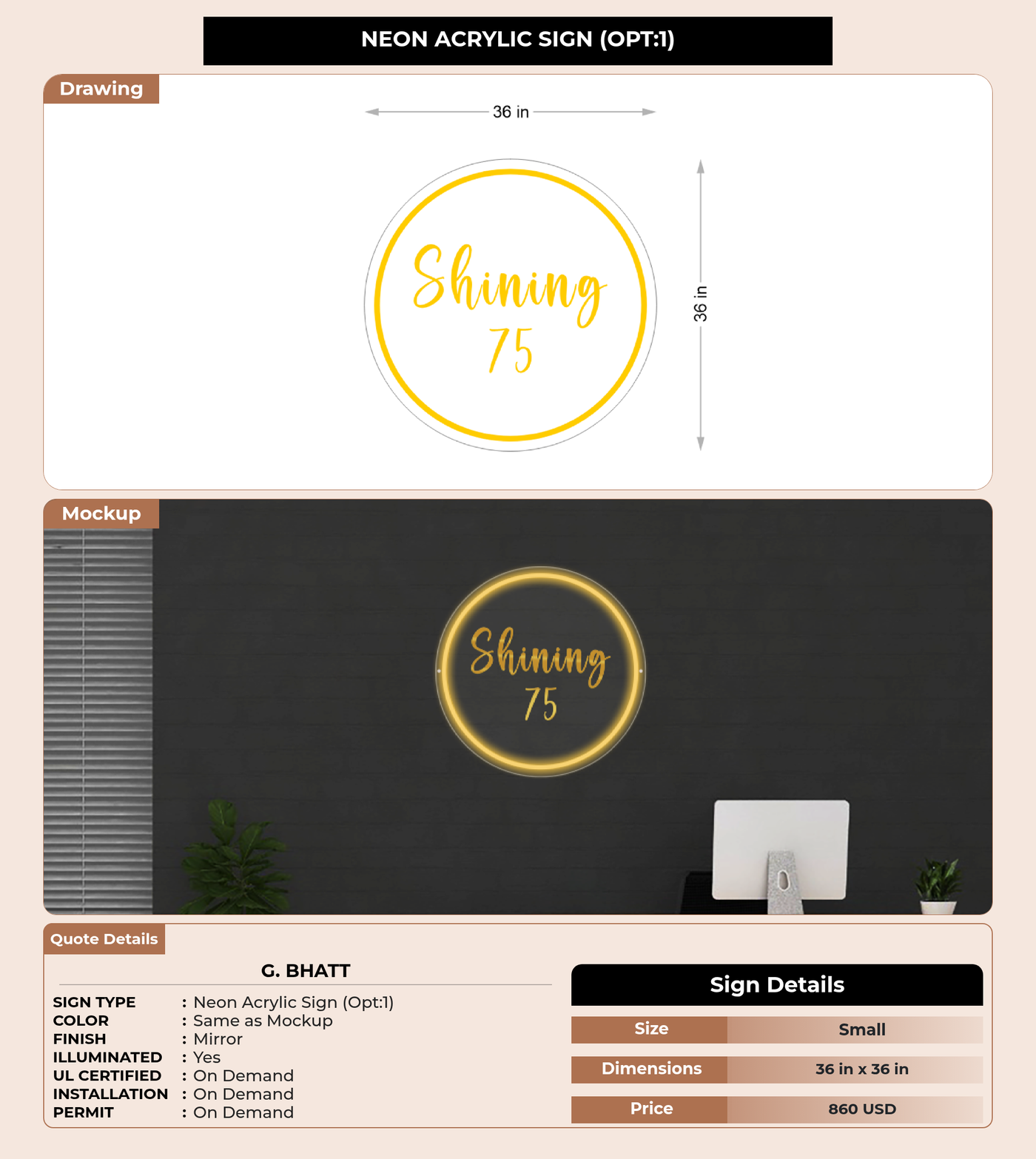 CUSTOM MOCKUP SIGN FOR G. Bhatt