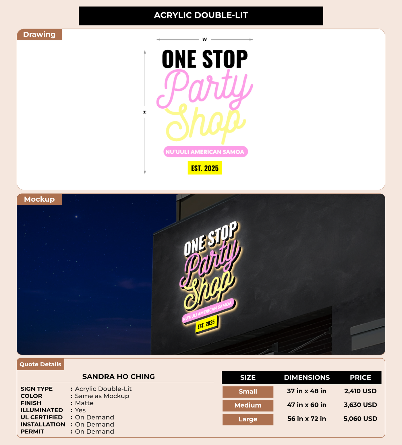 CUSTOM MOCKUP SIGN FOR sandra ho ching